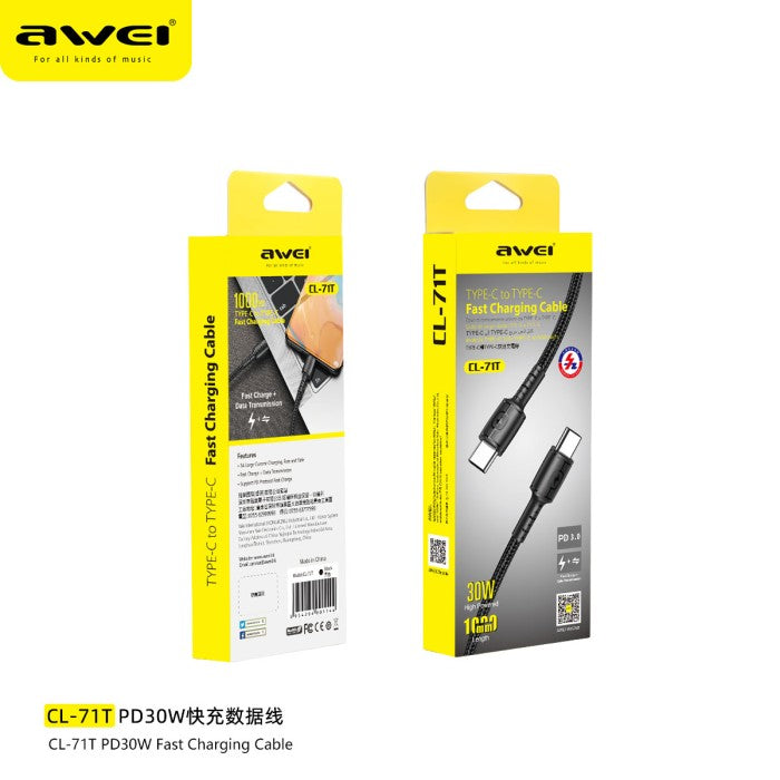 AWEI PD 30W Fast Charging Data Cable CL-71T