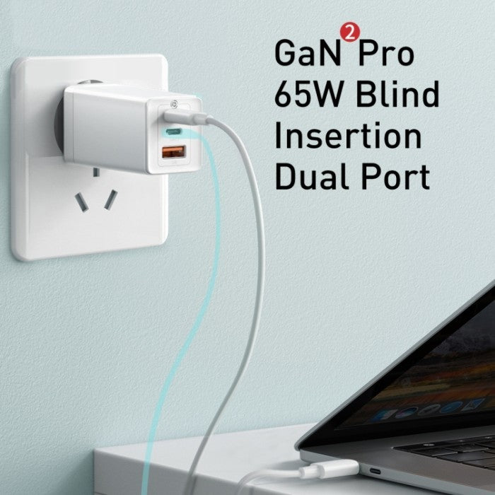 Baseus GaN2 Pro Quick Charger 2C+U 65W EU - CCGAN2P-B