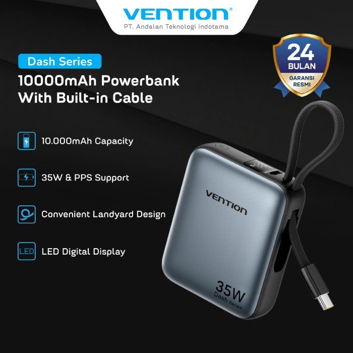 Vention Powerbank Dash Series 10.000mAh 35W PD PPS Built in Cable Fast Charging - FHE