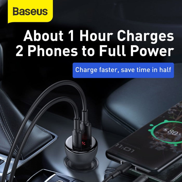 BASEUS Digital Display PPS Dual QC Car Charger 45W - TZCCBX-C