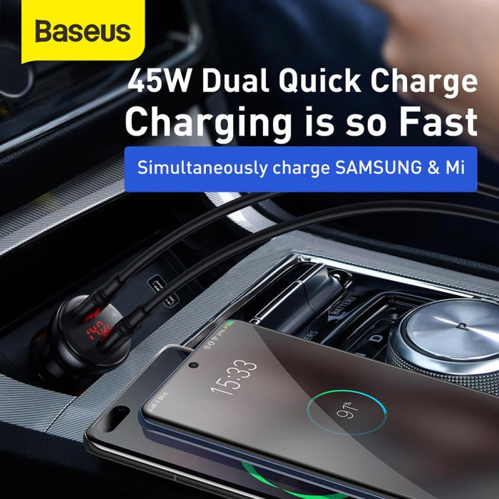 BASEUS Digital Display PPS Dual QC Car Charger 45W - TZCCBX-C