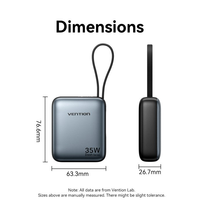 Vention Powerbank Dash Series 10.000mAh 35W PD PPS Built in Cable Fast Charging - FHE