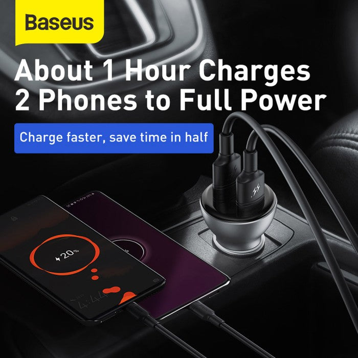 BASEUS Digital Display Dual SCP QC Car Charger U+U 45W - TZCCBX-B
