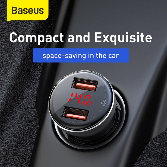 BASEUS Digital Display Dual SCP QC Car Charger U+U 45W - TZCCBX-B