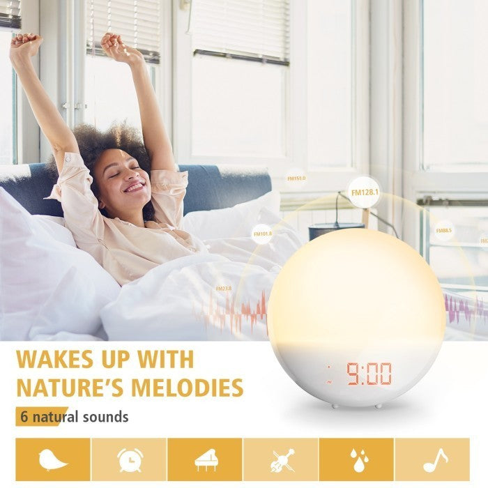 Mpow Pictek Wake Up Light Alarm Clock Sunrise Light 6 Alarm Sound