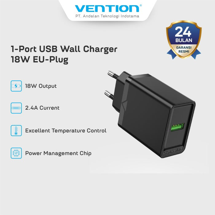 Vention Wall Charger 18W 1U EU-Plug - FAB