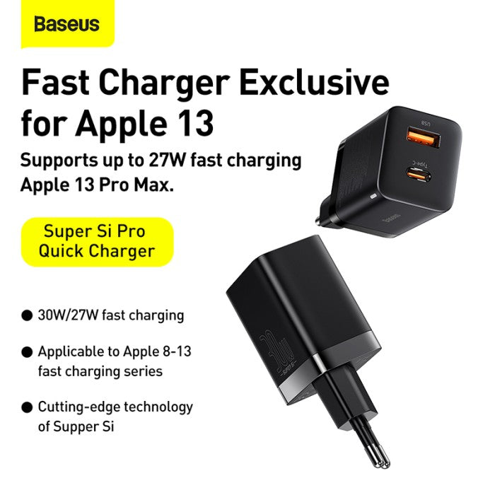 Baseus Super Si Pro Quick Charger C+U 30W EU - CCSUP-E