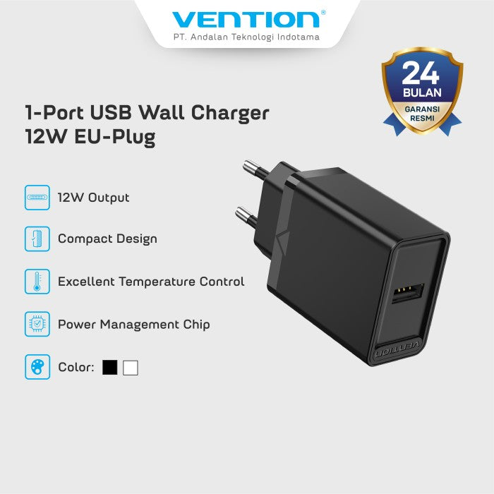 Vention Wall Charger Adaptor USB A 12W EU - FAA