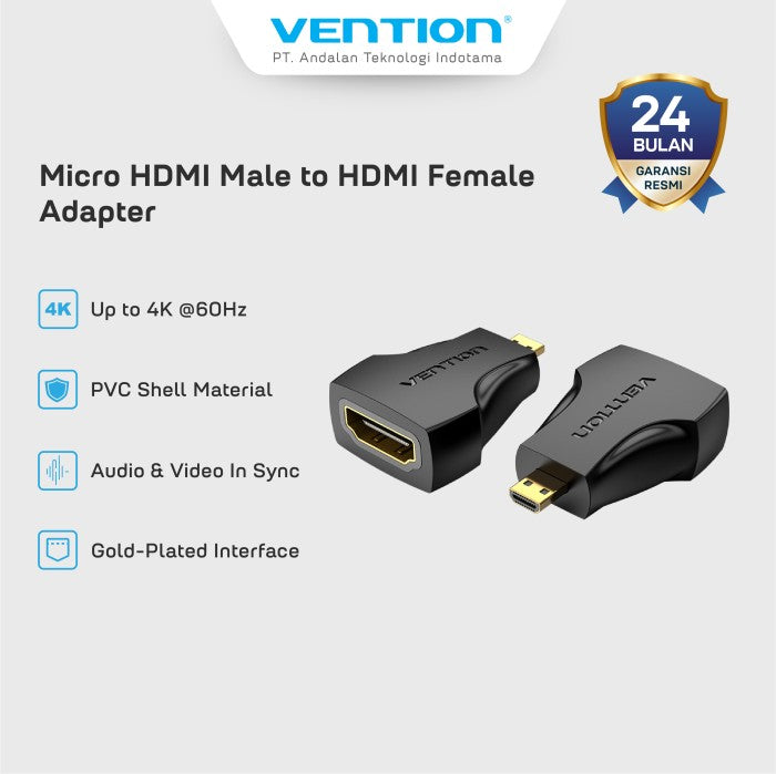 Vention Adapter Micro HDMI Male to HDMI Female 3D 4K 60Hz HD - AIT