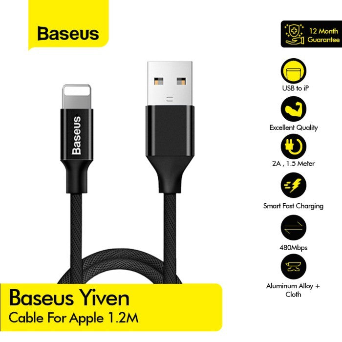 Baseus Yiven Kabel Charger USB Type A to Lightning 1.2M - CALYW