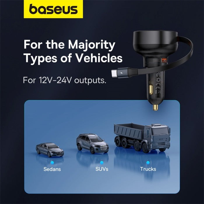 Baseus Enjoyment Pro Car Charger C+Retractable Type-C Cable 60W