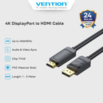Vention Kabel Display Port DP to HDMI 4K 30Hz 1M 2M 3M 5M - HAG