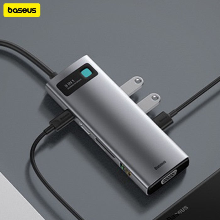 Baseus Metal Gleam Series 9-in-1 Multifunctional Type-C HUB Docking