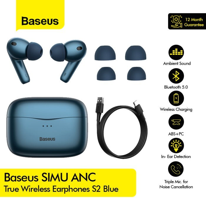 BASEUS SIMU ANC True Wireless Earphones S2 Blue NGS2