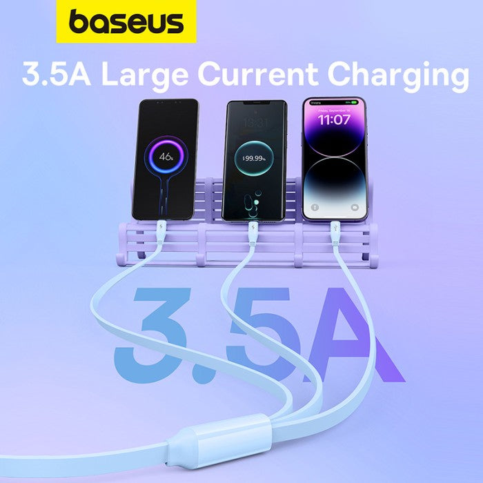Baseus Leo Retractable Charging Cable 3-in-1 USB to M+L+C 3.5A 1.1m