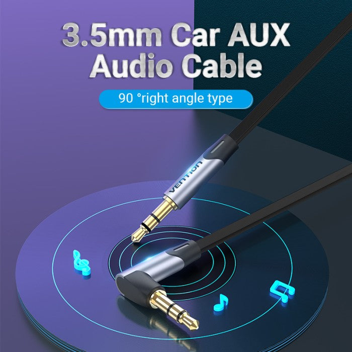 Vention Flat Kabel Jack Audio 3.5mm to AUX 3.5mm Right Angel - BAN