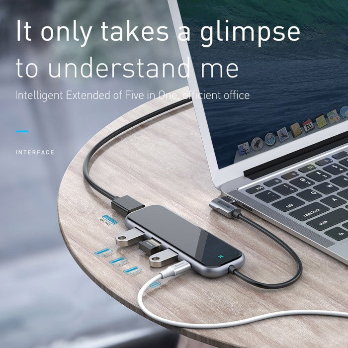 BASEUS Multi-functional HUB (Type-C to 3xUSB3.0+HD4K+PD) Gray CAHUB-BZ