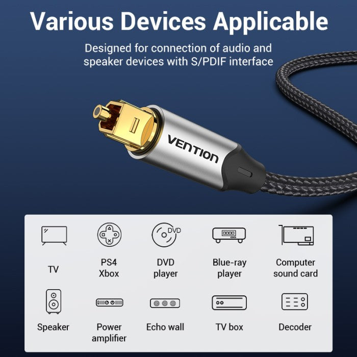 Vention Kabel Toslink Optical Fiber Digital Audio Cable 1M 2M 3M 5M - BAV