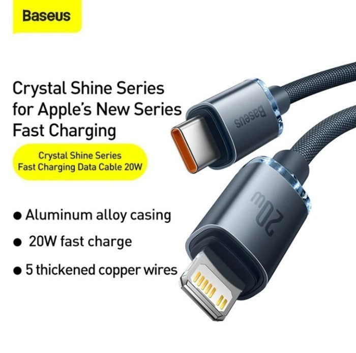 Baseus Crystal Shine Series Kabel Charger USB C to Lightning - CAJY