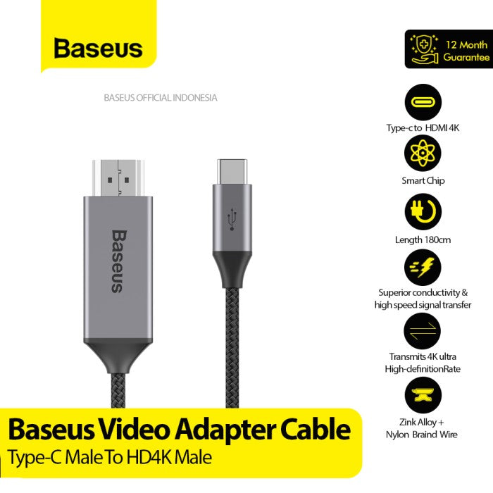 BASEUS Video Type-C Male To HD4K Male Adapter Cable 1.8M CATSY