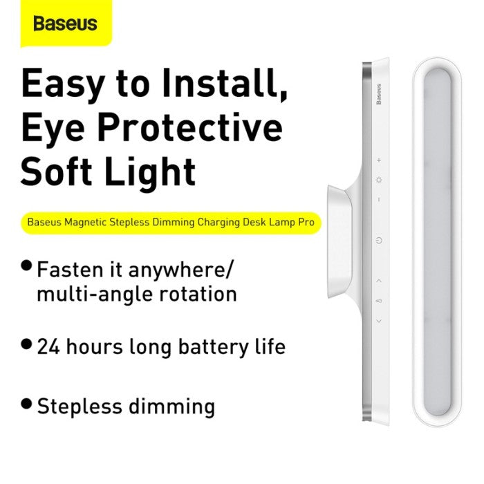 BASEUS Magnetic Stepless Dimming Charging Desk Lamp Pro White - DGXC