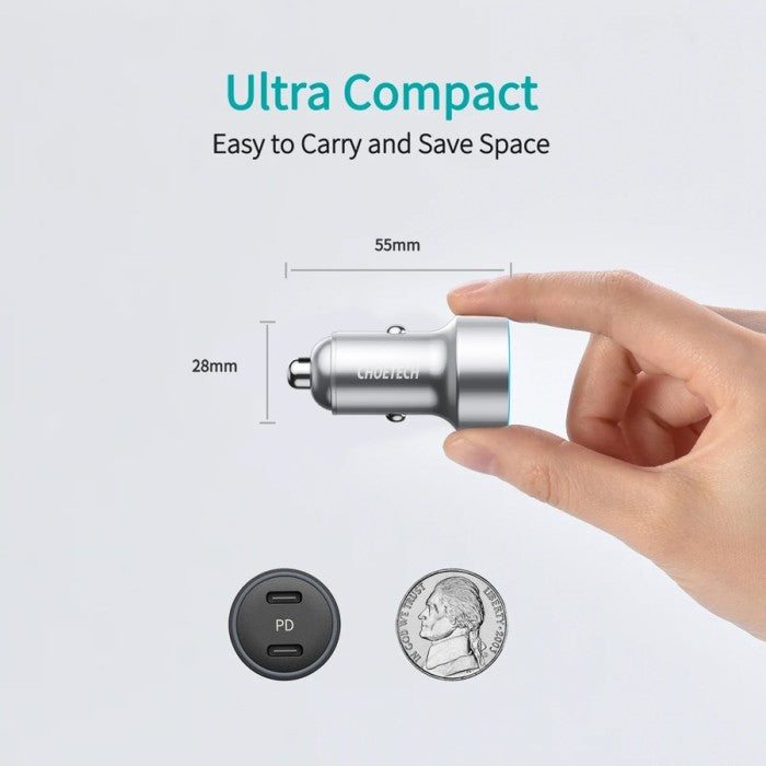 Choetech C0054 Fast Car Charger Dual USB C 36W