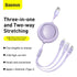 BASEUS Bright Mirror 1for3 Retractabl USB to M L C 3.5A 1.2M CAMLT-MJ