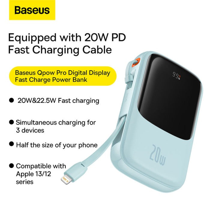 BASEUS Qpow Pro Digital Display Fast Charge PowerBank 10k mAh 20W iP