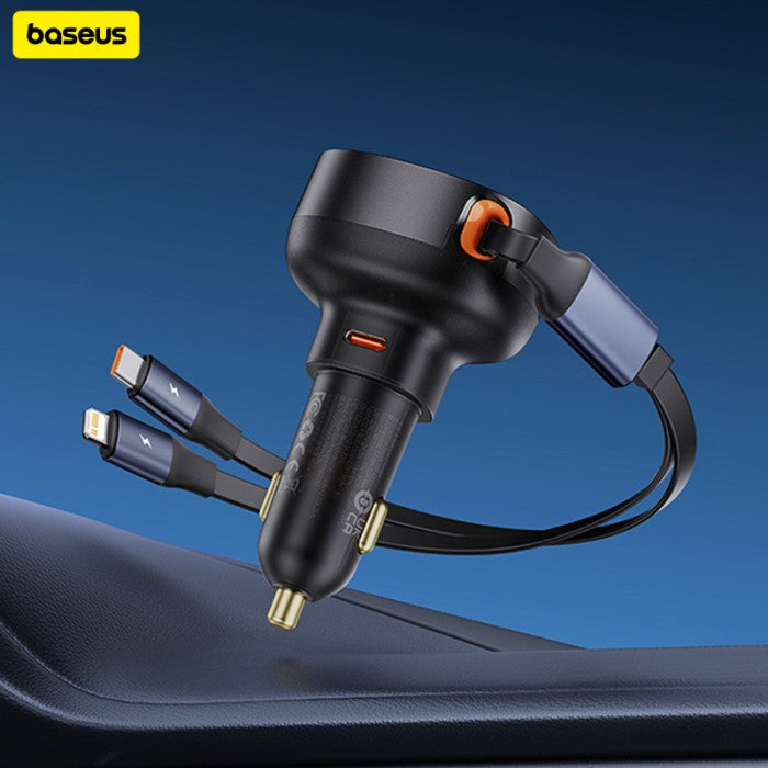 Baseus Enjoyment Pro Car Charger C+Retractable C & iP Cable 60W