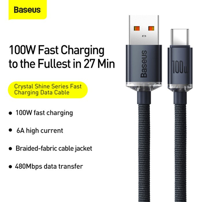 Baseus Crystal Shine Series Kabel Charger USB A to C 2M - CAJY05