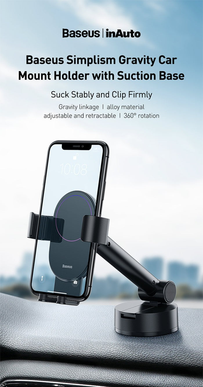 BASEUS Simplism Gravity Car Mount Holder with Suction Base - suyl-jy