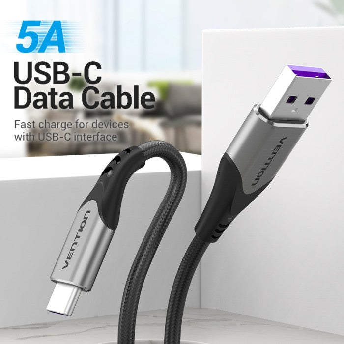 Vention Kabel Data USB Type C to USB 2.0 A Cotton Braided Cable 1M 2M Fast Charging - COF
