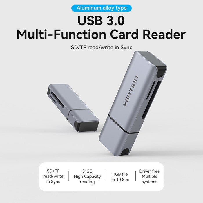 Vention Card Reader 2 in 1 USB 3.0 A SD TF Dual Drive Letter - CLI