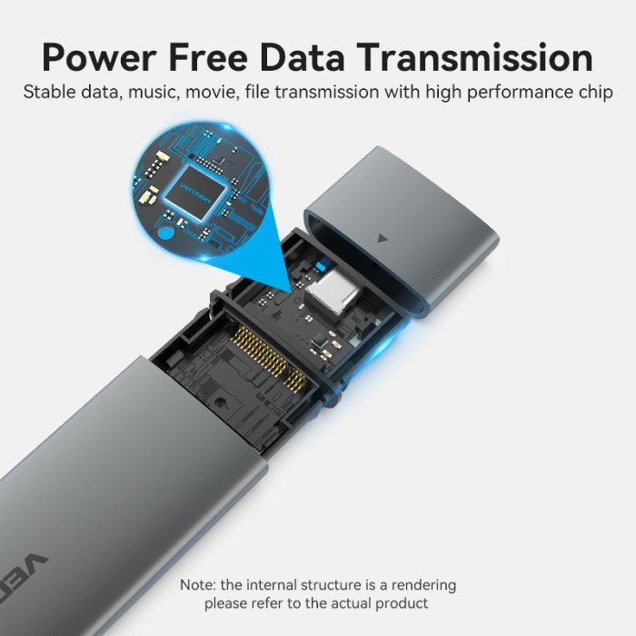 Vention Cassing M.2 NVMe SSD HDD Enclosure Bundling Kabel USB 3.1 Type C Gen 2 Aluminum Alloy - KPG