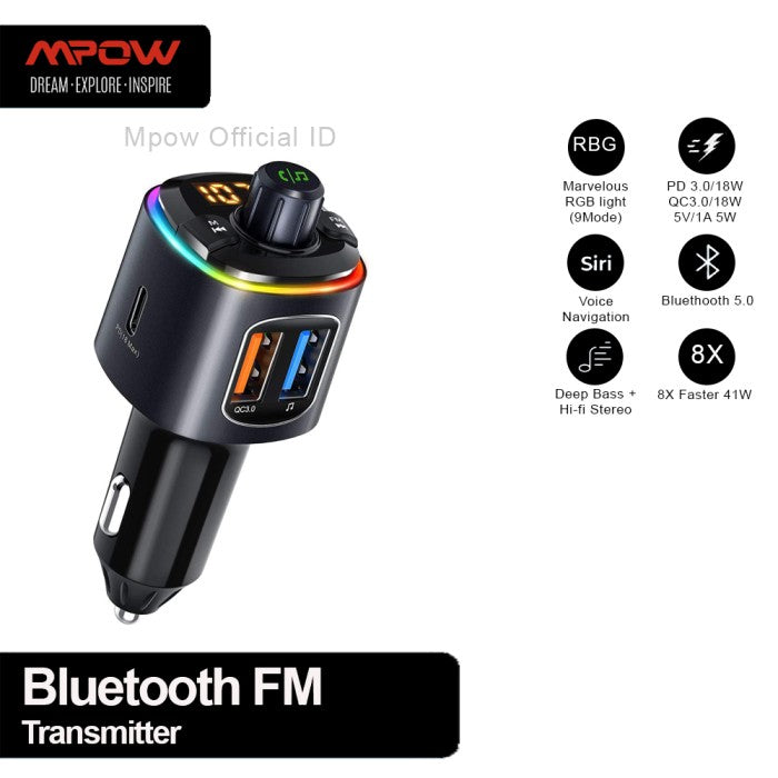 MPOW VTIN (Upgraded Version) FM Transmitter Bluetooth forCar GEBH466AD