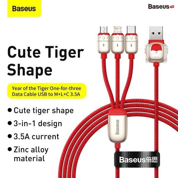 BASEUS Year of the Tiger One-for-three Data Cable USB to M L C 3.5A