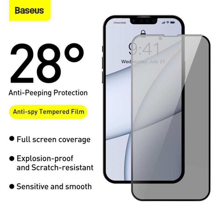 BASEUS Tempered Glass Film anti-spy function For iP 13 pro max