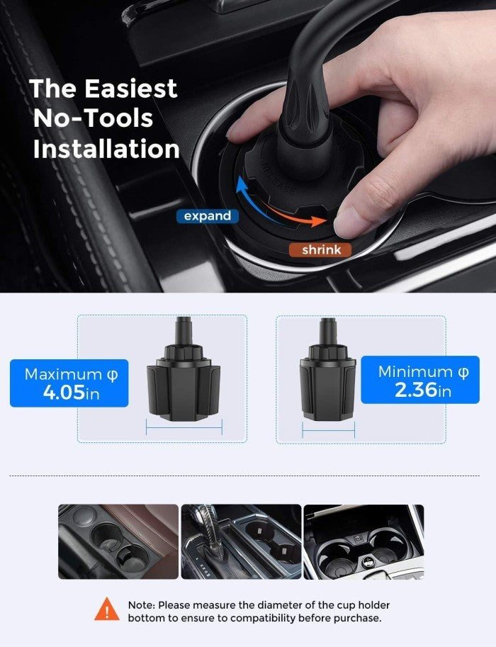 Mpow Cup Holder Car Phone Mount with Expandable Base