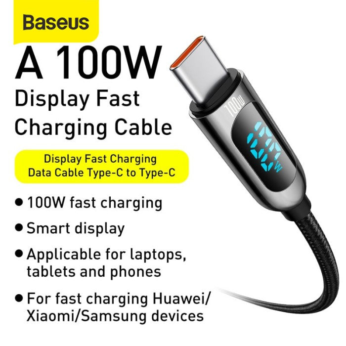 Baseus Display Fast Charging Data Cable Type-C to C 100W 2m - CATSK-C