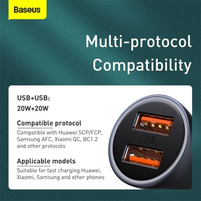 BASEUS Golden Contactor Pro Car Charger 40W + C-Cable 1.0m - TZCCJD-A