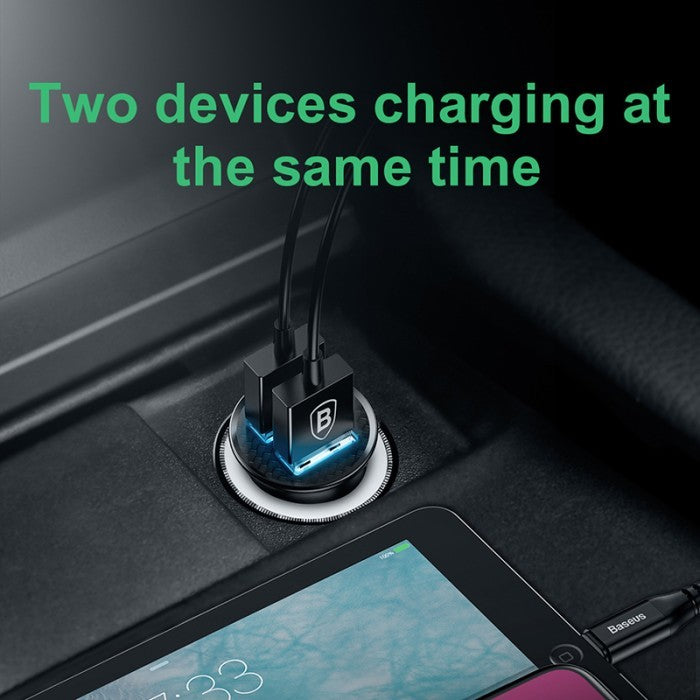 Baseus Quick Car Charger Circular Plastic A+A 30W Dual QC3.0