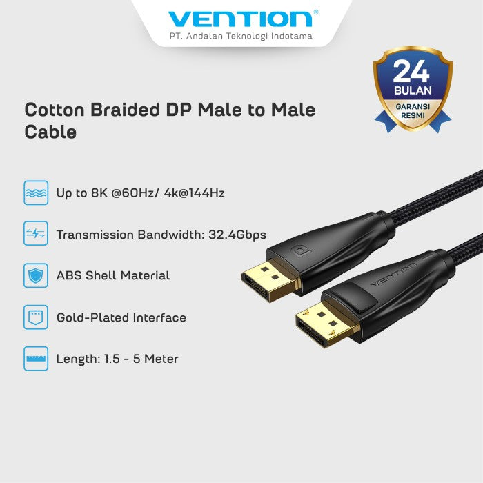Vention Kabel Display Port DP Male to Male 4K 8K UHD HDR 240 144Hz - HCC
