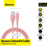 BASEUS Colourful Cable USB For iP 2.4A 1.2m CALDC
