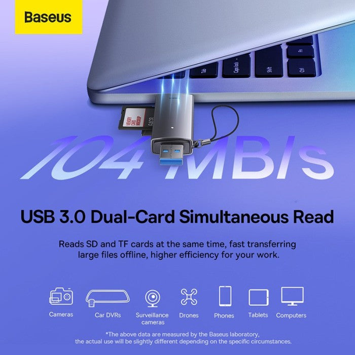 Baseus Lite Series USB-A & Type-C  to SD/TF Card Reader  Grey