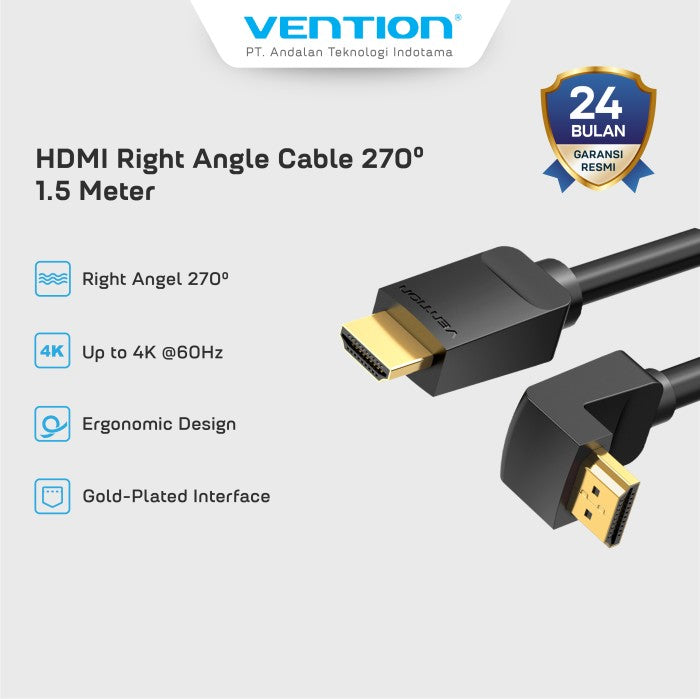 Vention Kabel HDMI 2.0 Right Angle Cable 270 Degree 4K 60Hz 3D High Speed   - AAQ