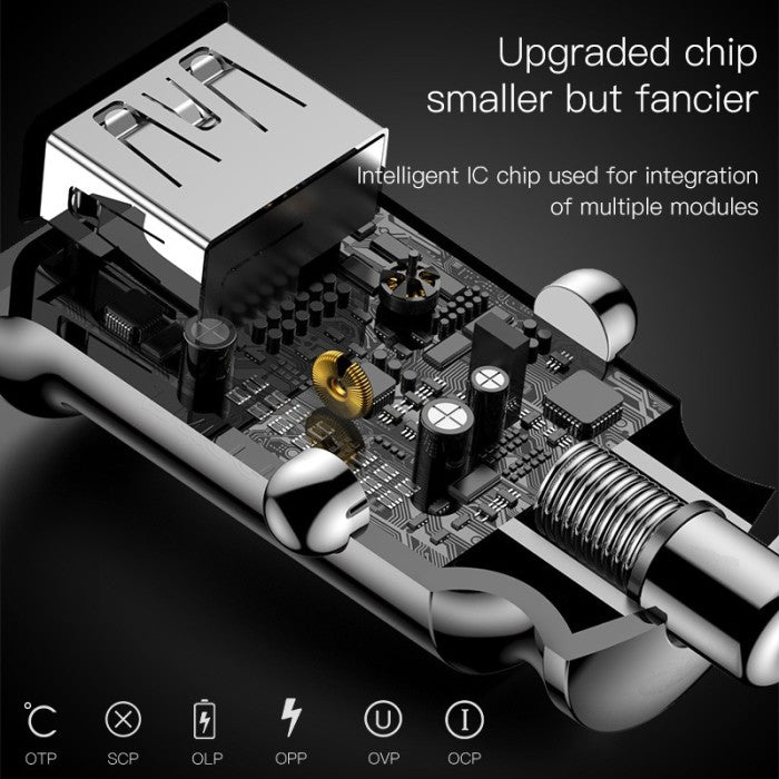Baseus Grain Fast Car Charger Dual Port USB 5V 3.1A