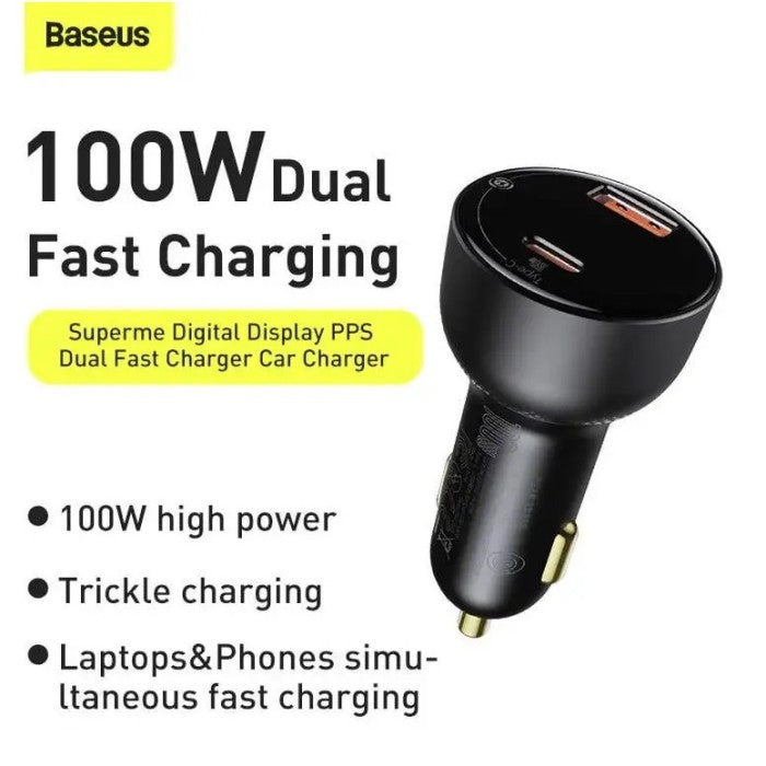 BASEUS Superme Digital Display PPS Dual Quick Charger Car Charger CCZX
