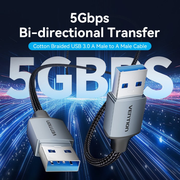 Vention Kabel Data Cable USB 3.0 A Male to Male 2A 5Gbps Aluminum Alloy 1M 2M 3M - CTS