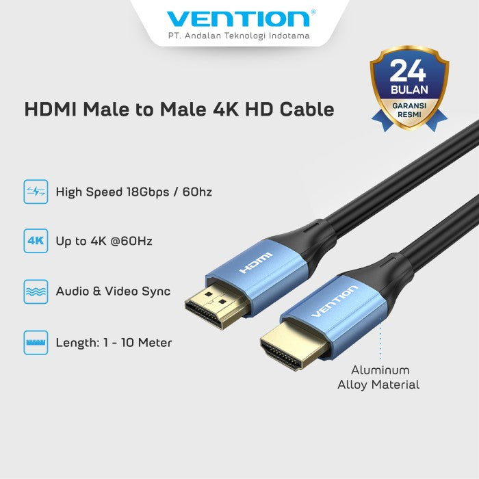 Vention Kabel HDMI Male to Male 4K HDR Cable Aluminum Alloy Series  1M 2M 3M 5M- ALH
