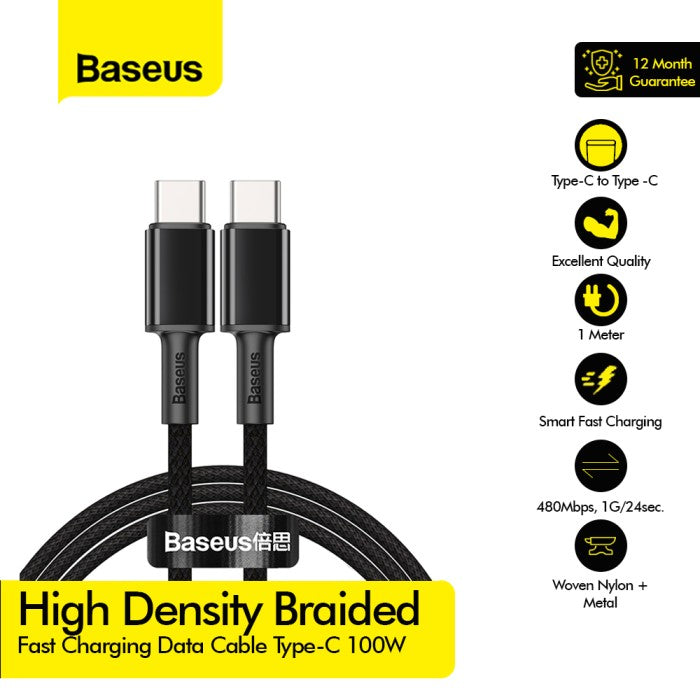 BASEUS High Density Braided Fast Charging Cable Type-C to iP 1M CATLGD